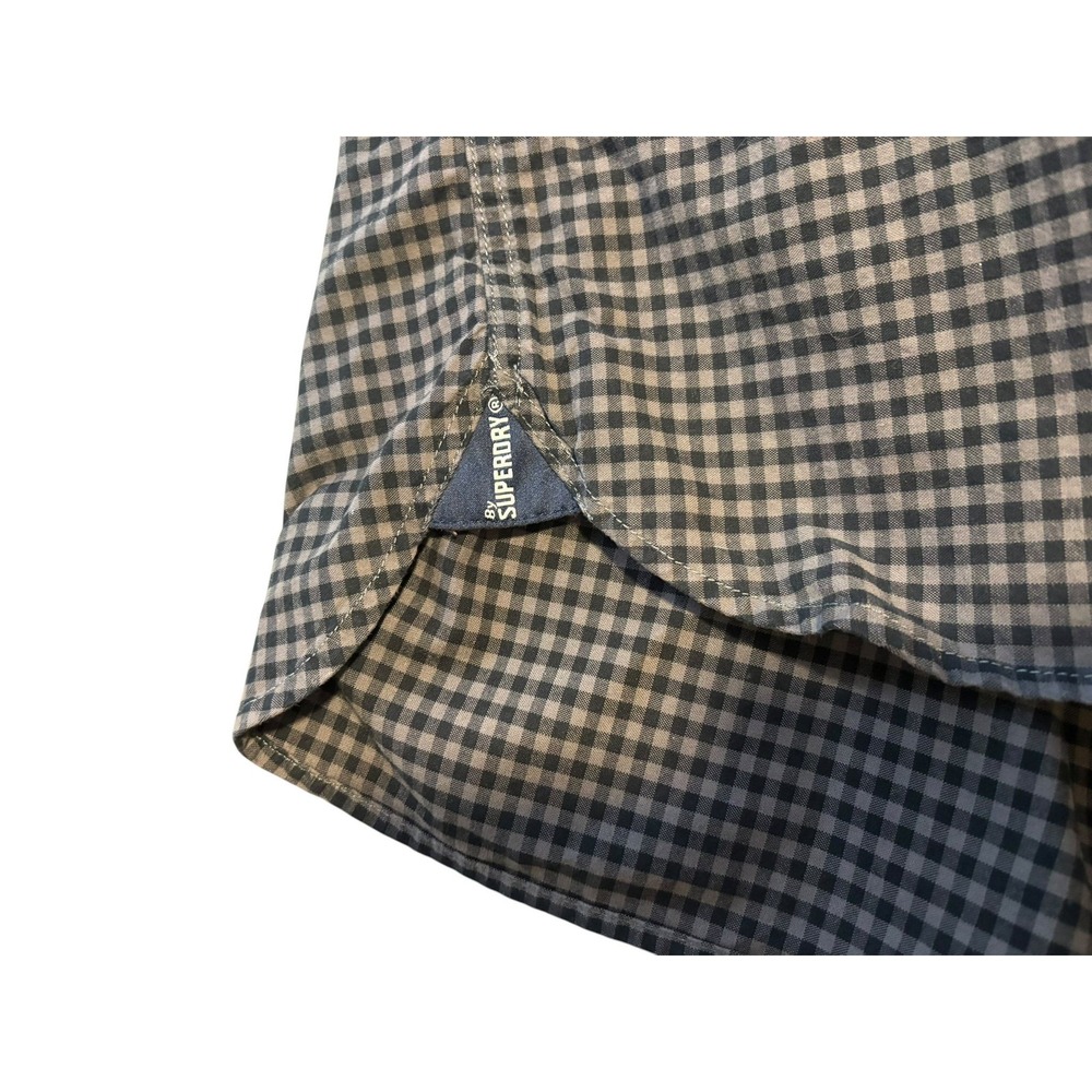 Men's SZ Med Superdry JPN Premium Button Down THICK Shirt. Grey, Black, Blue - Picture 8 of 12